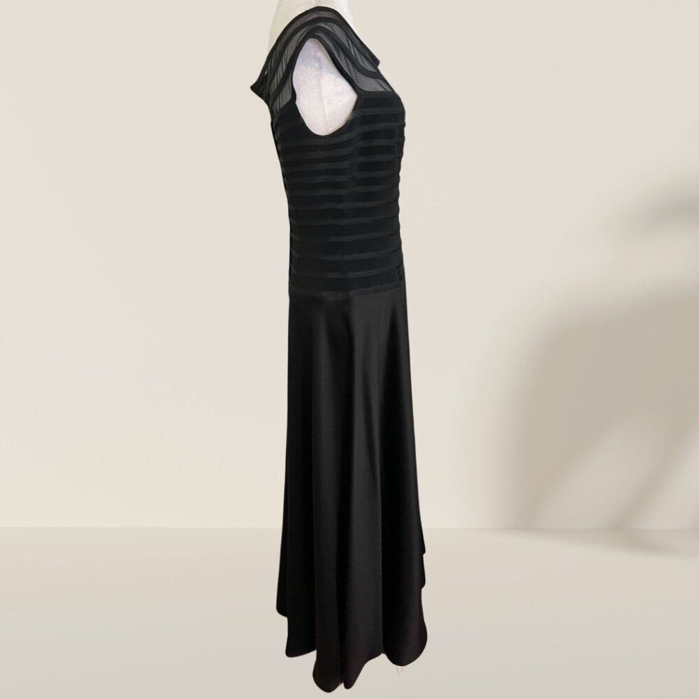 JS Collections Black Sheer Striped Evening Gown - Size 10 - Picture 2 of 6